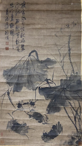 INK PAINTING OF LOTUS AND CRABS, XU WEI