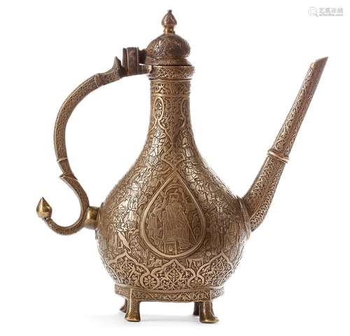 AN ENGRAVED BRASS EWER, IRAN, 18TH-19TH CENTURY