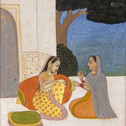 TWO LADIES SITTING UNDER A TREE, AVADH SCHOOL, NORTH INDIA, ...