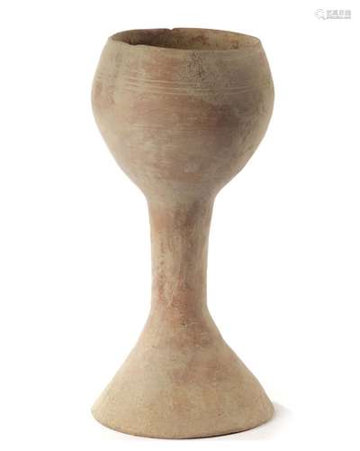 AN ANCIENT NEAR-EASTERN TERRACOTTA CUP, PROBABLY A CHALICE, ...