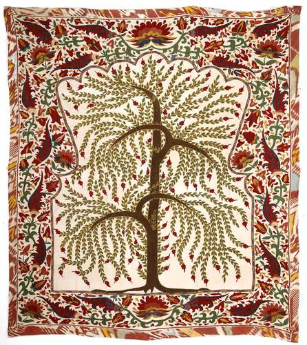 A SUZANI, SILK EMBROIDERED PANEL, UZBEKISTAN, 20TH CENTURY