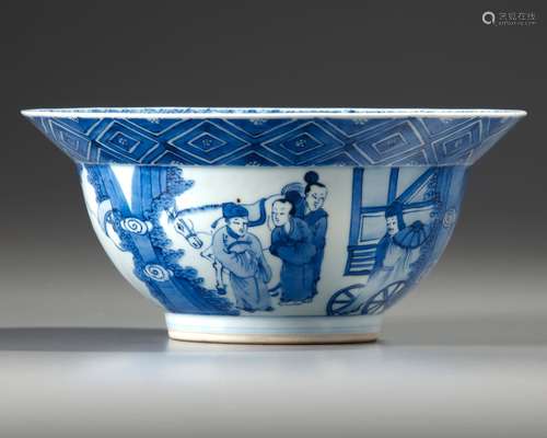 A CHINESE BLUE AND WHITE BOWL, QING DYNASTY (1644-1911)