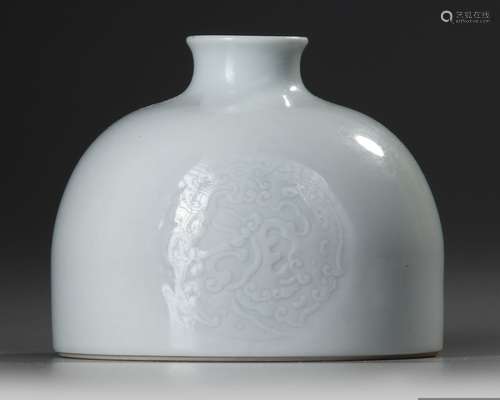 A RARE CHINESE WHITE-GLAZED WATERPOT, TAIBAI ZUN, QING DYNAS...