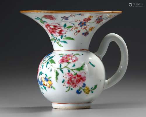 A CHINESE PORCELAIN FAMILLE ROSE SPITTOON, 18TH CENTURY