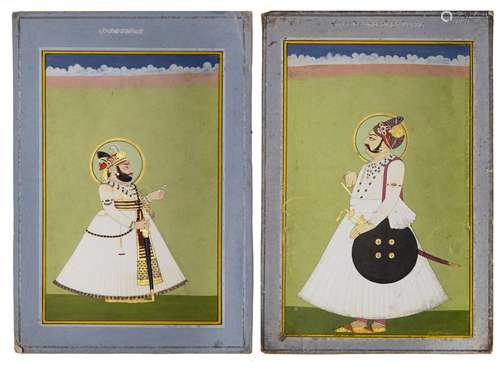 TWO PORTRAITS OF MAHARAJA BHIM SINGH OF DEVGARH AND MAHARAJA...