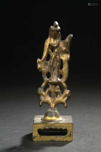 CHINE -Époque WEI (386-557 ap. JC) Statuette en bronze doré ...