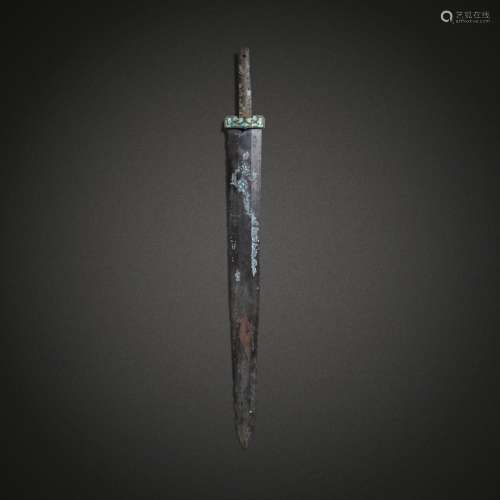 An archaic turquoise-inlaid bronze sword, Eastern Zhou dynas...
