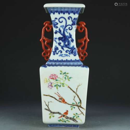 A famille-rose 'floral and birds' vase