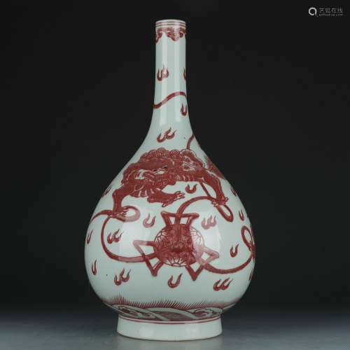 A copper-red-glazed 'lion' vase