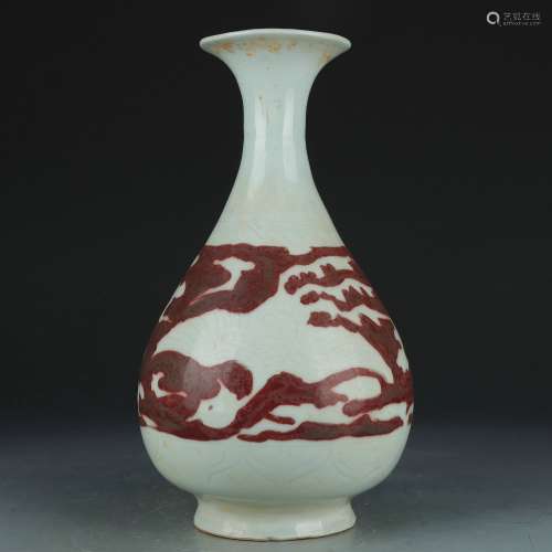 A copper-red-glazed 'phoenix' pear-shaped vase