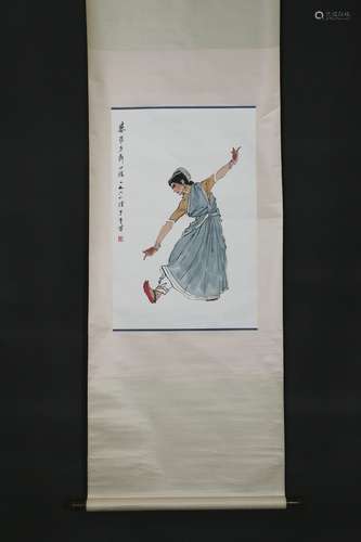 A Ye qianyu's figure painting