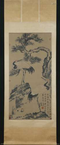 A Zhu da's pine and crane painting