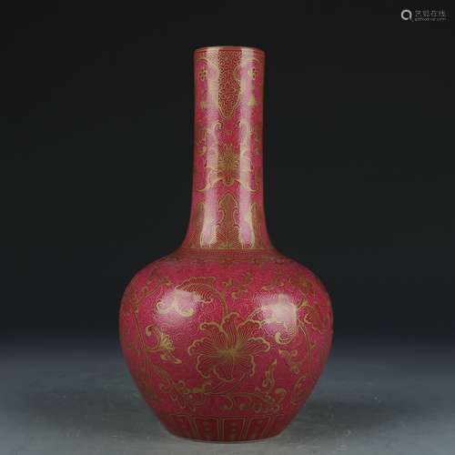 A Carmine glazed 'floral' vase