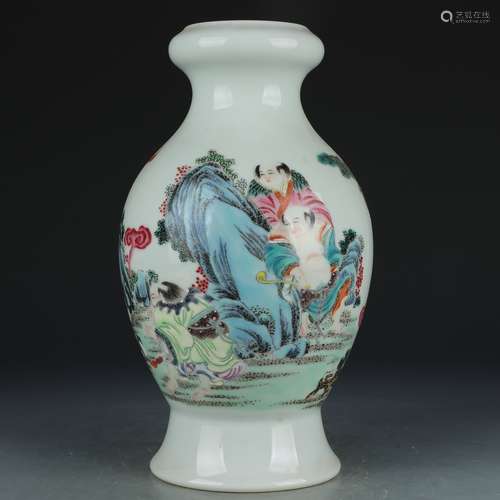 A famille-rose 'figure' vase