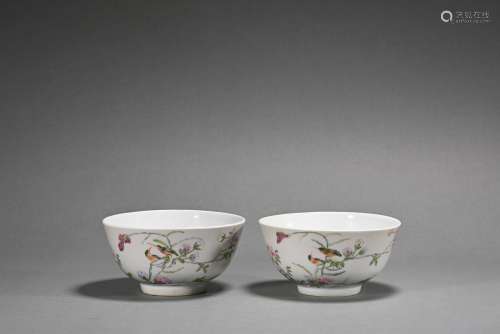 A pair of Wu cai 'floral and birds' bowl