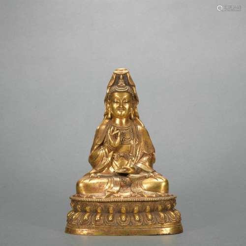 A gilt-bronze statue of Avalokiteshvara