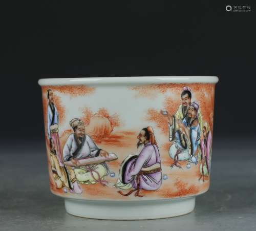 A famille-rose 'figure' cup