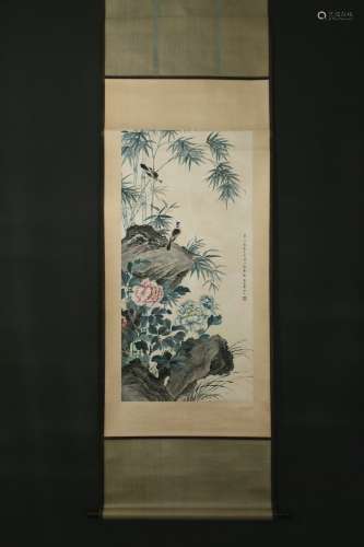 A Zheng mukang's flowers and birds painting