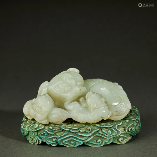 CHINESE HETIAN JADE BEAST,QING DYNASTY