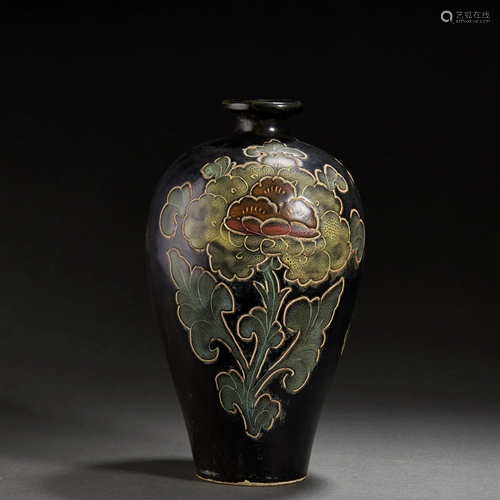 CHINESE CIZHOU TYPE PORCELAIN VASE,SONG DYNASTY