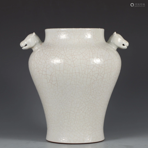 CHINESE GE TYPE CRACKLE GLAZED PORCELAIN VASE,QING