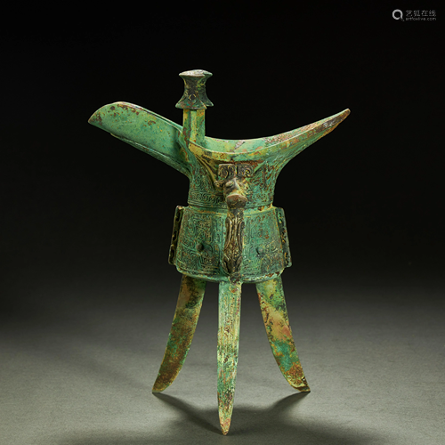 CHINESE BRONZE WINE VESSEL,HAN DYNASTY