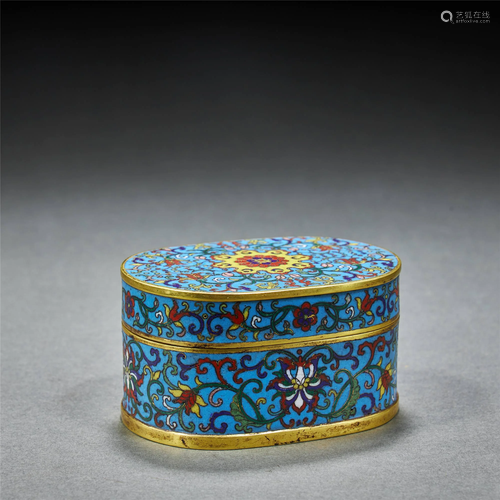 CHINESE GILT BRONZE CLOISONNE ENAMEL BOX,QING DY…