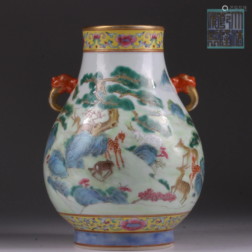 CHINESE FAMILLE ROSE PORCELAIN VASE,QING DYNASTY