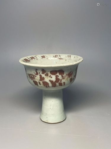 CHINESE UNDERGLAZE-RED CUP,YUAN DYNASTY