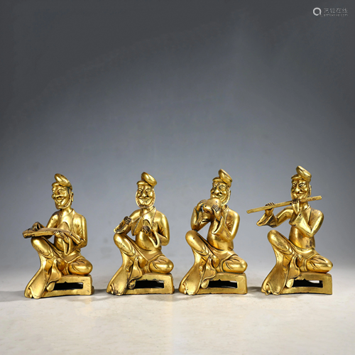 CHINESE A SET OF GILT BRONZE BUDDHA STATUES,QING