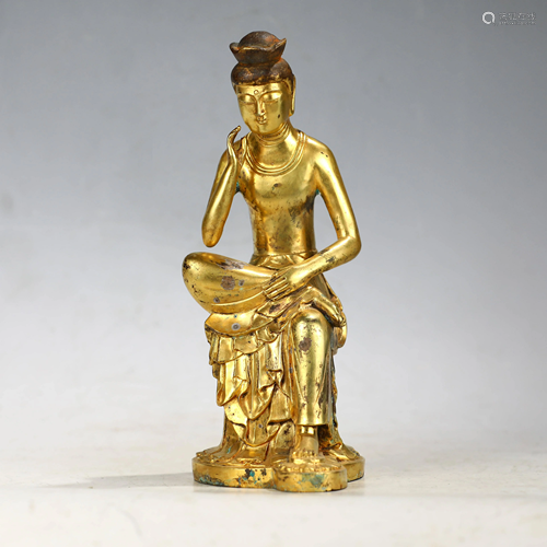 CHINESE GILT BRONZE BUDDHA STATUE,TANG DYNASTY