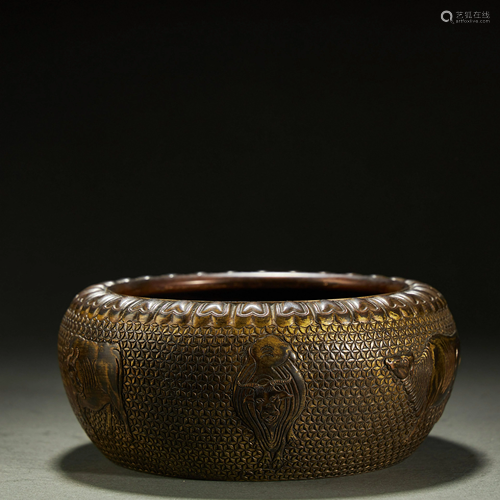 CHINESE GILT BRONZE BOWL,QING DYNASTY