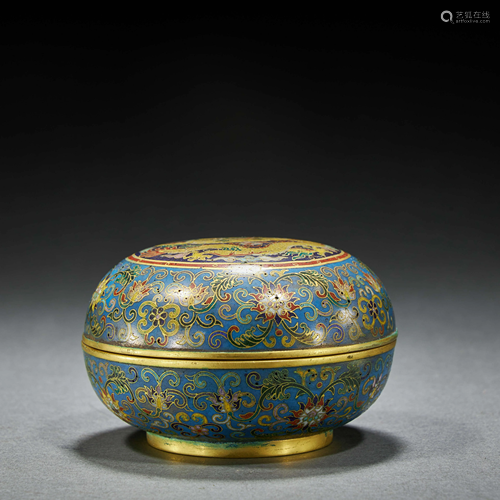 CHINESE GILT BRONZE CLOISONNE ENAMEL BOX,QING DY…