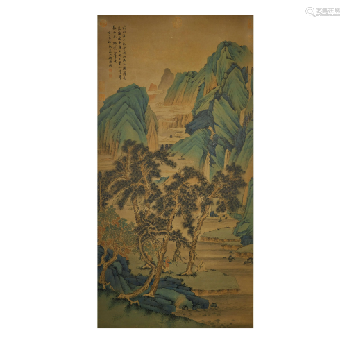 QIAN WEICHENG,CHINESE PAINTING AND CALLIGRAPHY SCROLL