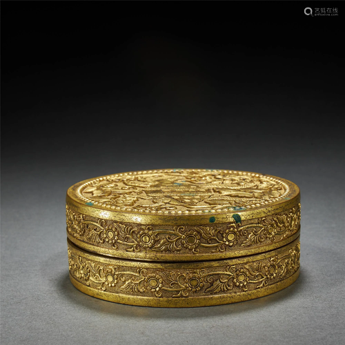 CHINESE GILT BRONZE BOX,QING DYNASTY