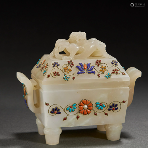 CHINESE HETIAN JADE CENSER,QING DYNASTY