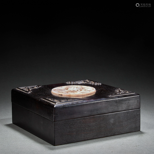 CHINESE JADE-INLAID WOOD BOX,QING DYNASTY