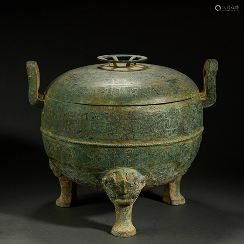 CHINESE BRONZE DING,SHANG DYNASTY