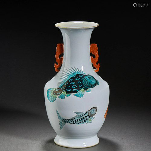 CHINESE FAMILLE ROSE PORCELAIN VASE,QING DYNASTY