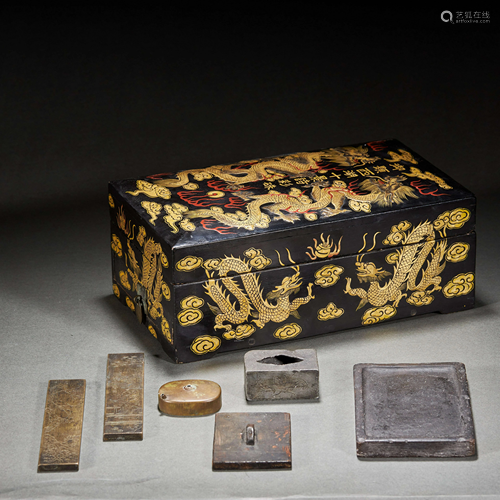 A SET OF CHINESE INKSTONE,SEAL,WATER