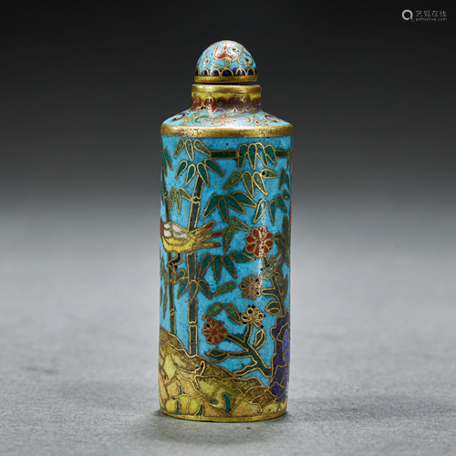 CHINESE GILT BRONZE CLOISONNE ENAMEL SNUFF BOTTLE…