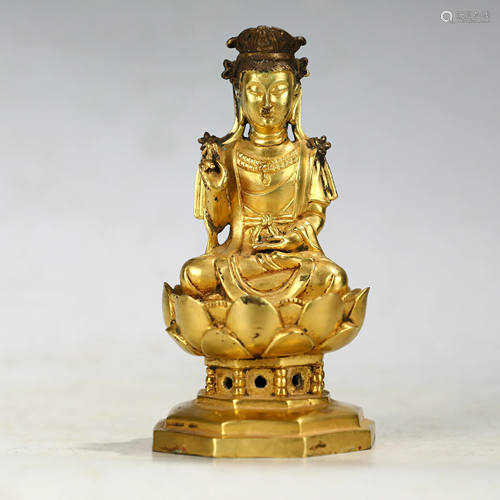 CHINESE GILT BRONZE BUDDHA STATUE,LIAO DYNASTY