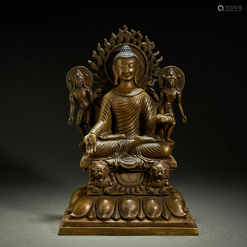 TIBETAN ALLOY BRONZE BUDDHA STATUE,ABOUT 8th-12th