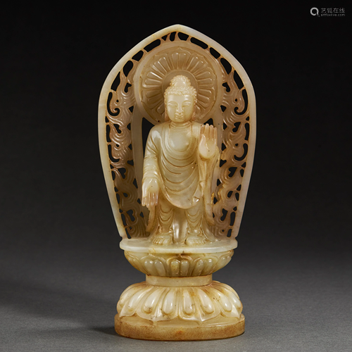 CHINESE JADE BUDDHA STATUE,QING DYNASTY