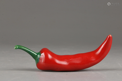 CHINESE COPPER-RED PORCELAIN PEPPER,QING DYNASTY