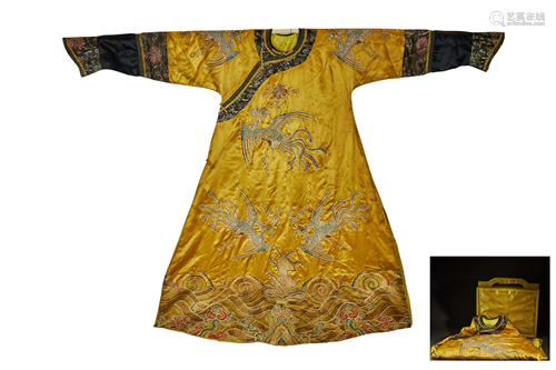 CHINESE EMBROIDERY PHOENIX ROBE,QING DYNASTY