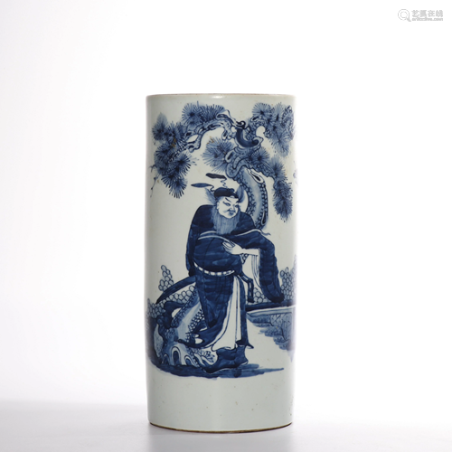 CHINESE BLUE AND WHITE PORCELAIN VASE,QING DYNASTY