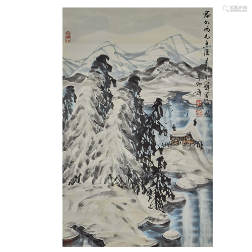 YU ZHIXUE,CHINESE PAINTING AND CALLIGRAPHY SCROLL