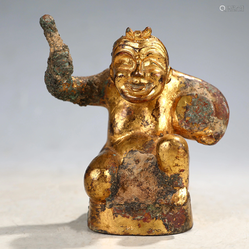 CHINESE GILT BRONZE FIGURE,HAN DYNASTY