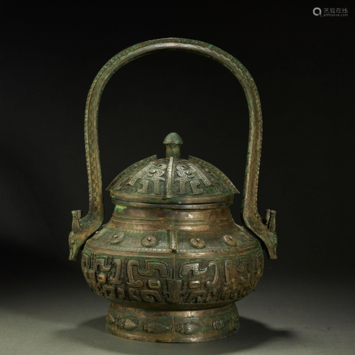 CHINESE BRONZE FOOD VESSEL,SHANG DYNASTY